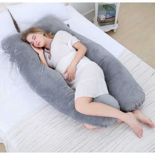 Soft and comfortable maternity pillow designed for sleep, lounging, and nursing support.