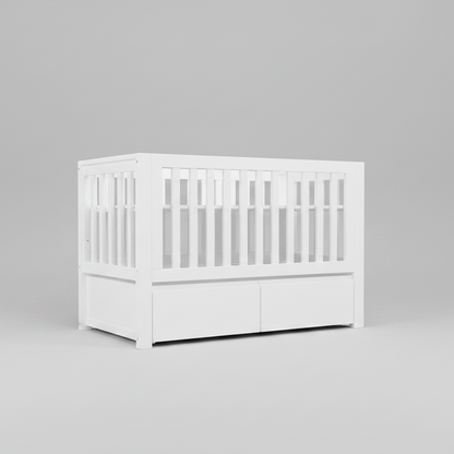 White crib on a gray background