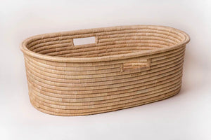 Moses basket NATURAL rectangular - with keyhole handles