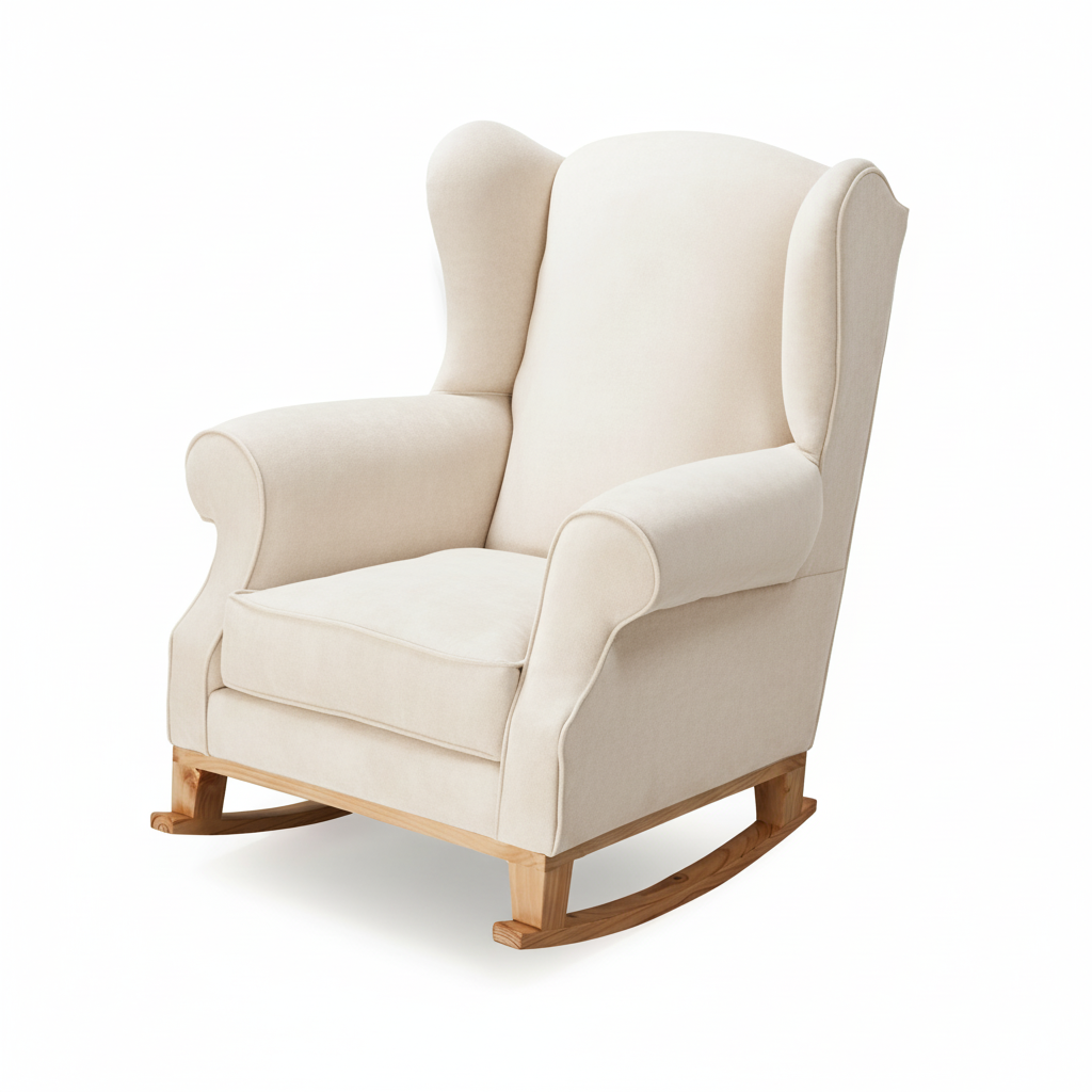 Beige rocking  rocking chair on a white background