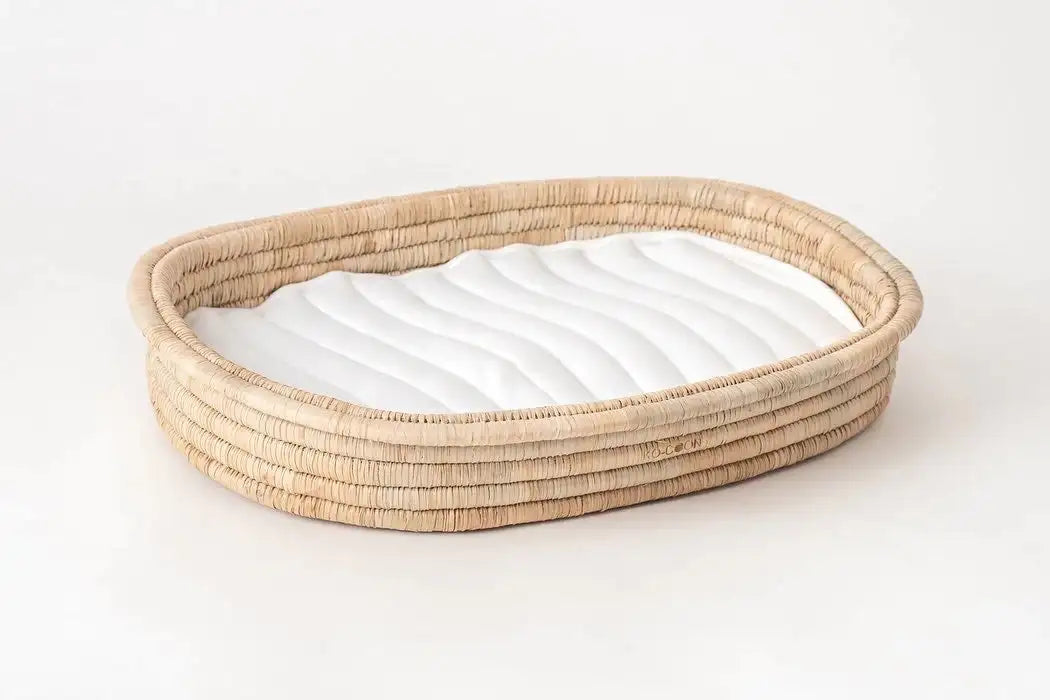 Baby Changing Basket (60x40cm) KO-COON Natural Collection - with quilted cotton changing mat Bedding