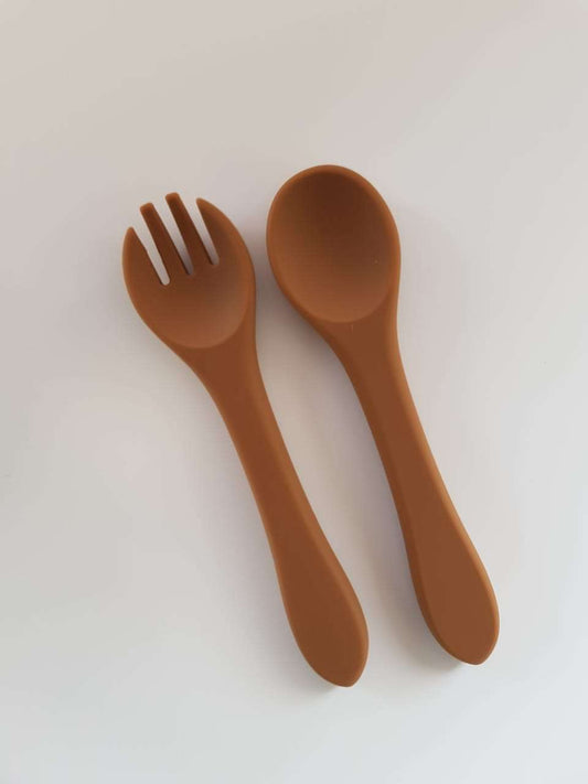 Brown silicone fork + spoon Fan Accessories Default Title