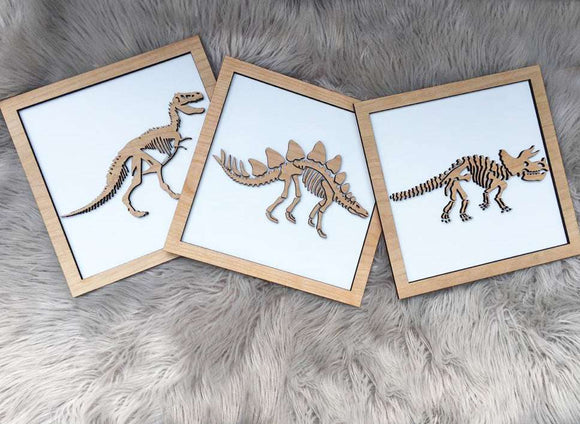 Dinosaur  fossil plaque pack of 3