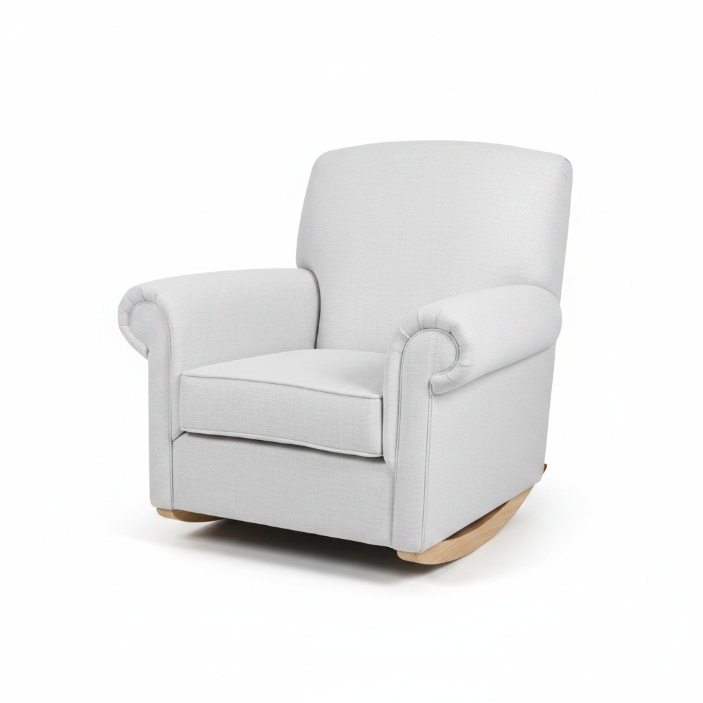 Light grey rocking chair on a white background