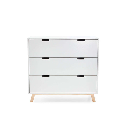 Flush 3-Drawer Compactum in white melamine with 3 spacious drawers for compact nursery storage.