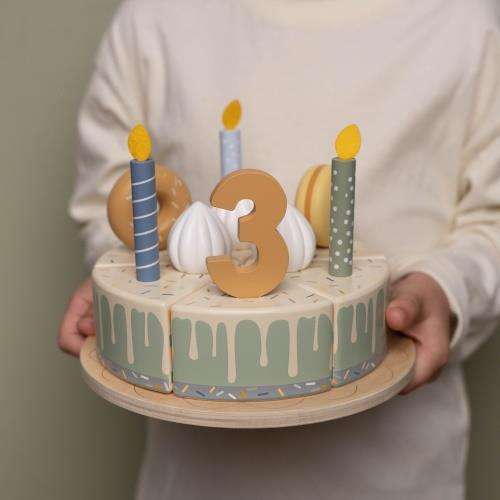 Ld wooden birthday cake -Blue 26pcs