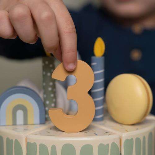 Ld wooden birthday cake -Blue 26pcs