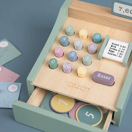 LITTLE DUTCH WOODEN TOY CASH REGISTER WITH SCANNER &ndash; ADVENTURE MINT Toys