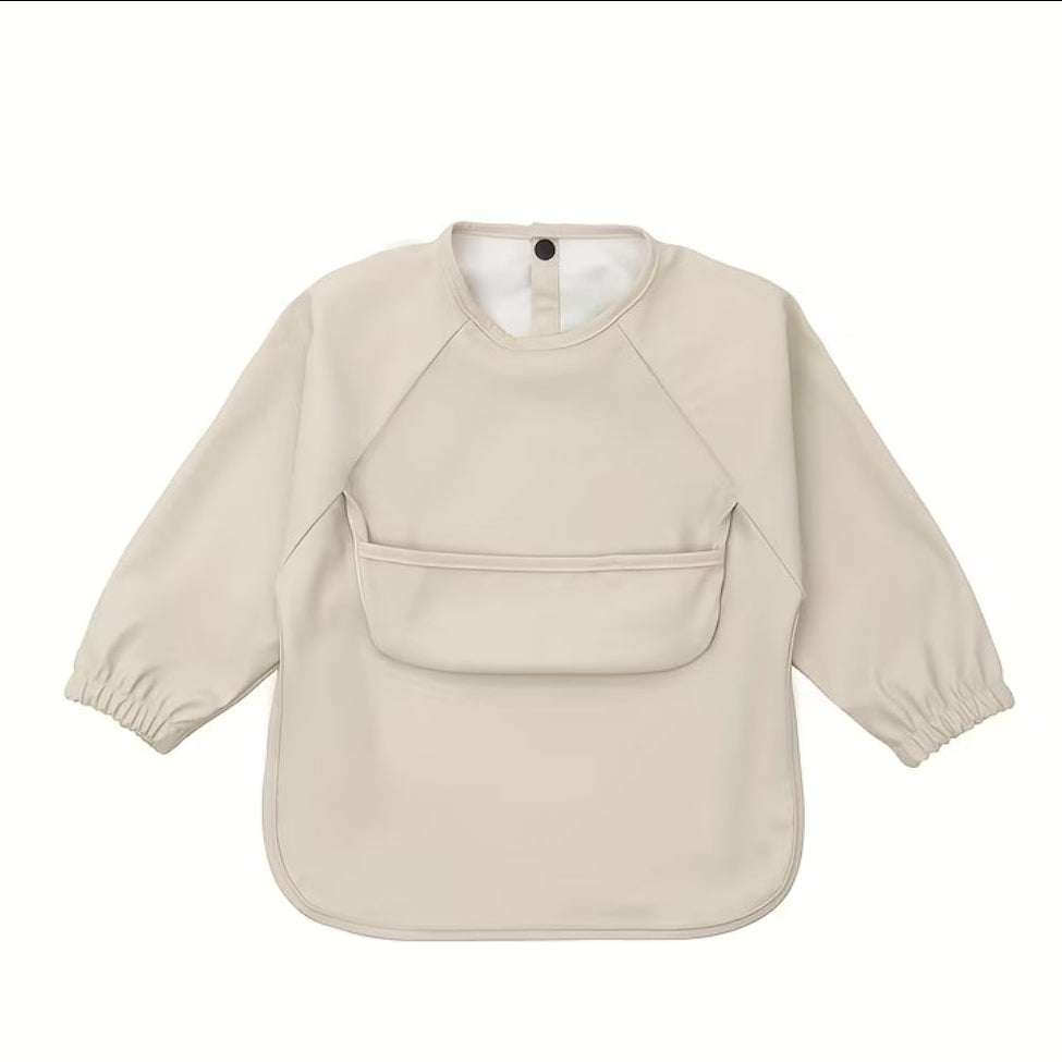 Long Sleeve Feeding Bib MEAL Beige