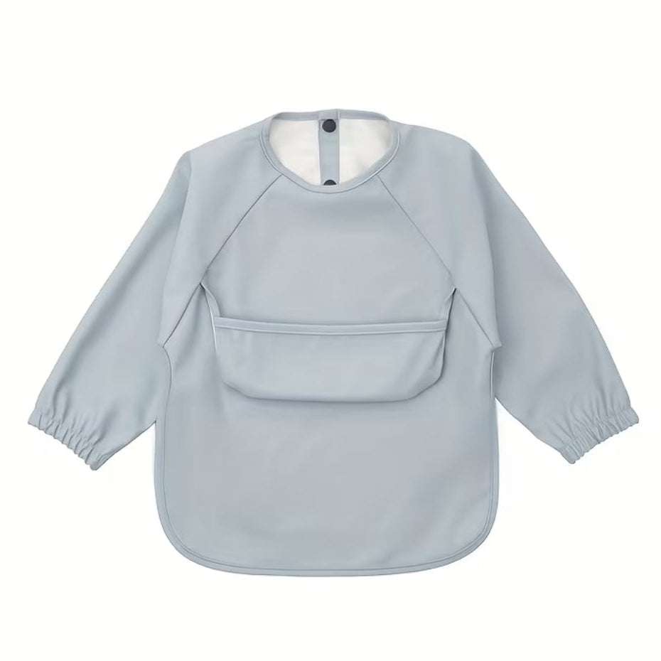 Long Sleeve Feeding Bib MEAL Blue