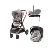 LUNAR ROSE GOLD TRAVEL SYSTEM Strollers LUNAR + CAR SEAT + CARRY COT + CP33 ISOFIX BASE