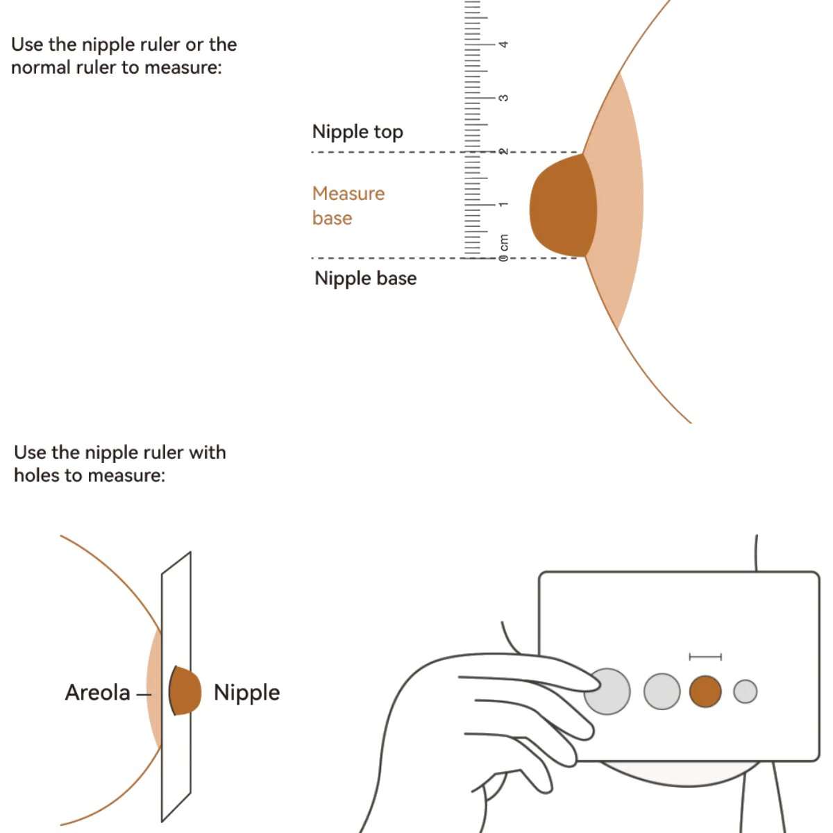 Melk nipple measurement tool breast feeding