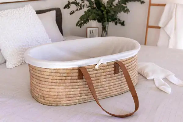 Moses Basket TIMELESS - with Rust Leather handles Furinture