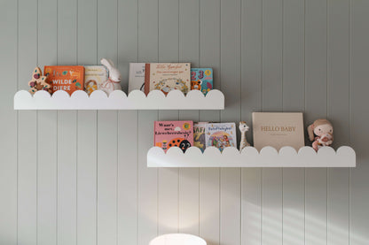 Scallop floating shelves Toddler and Kids furniture Large 120cm / White