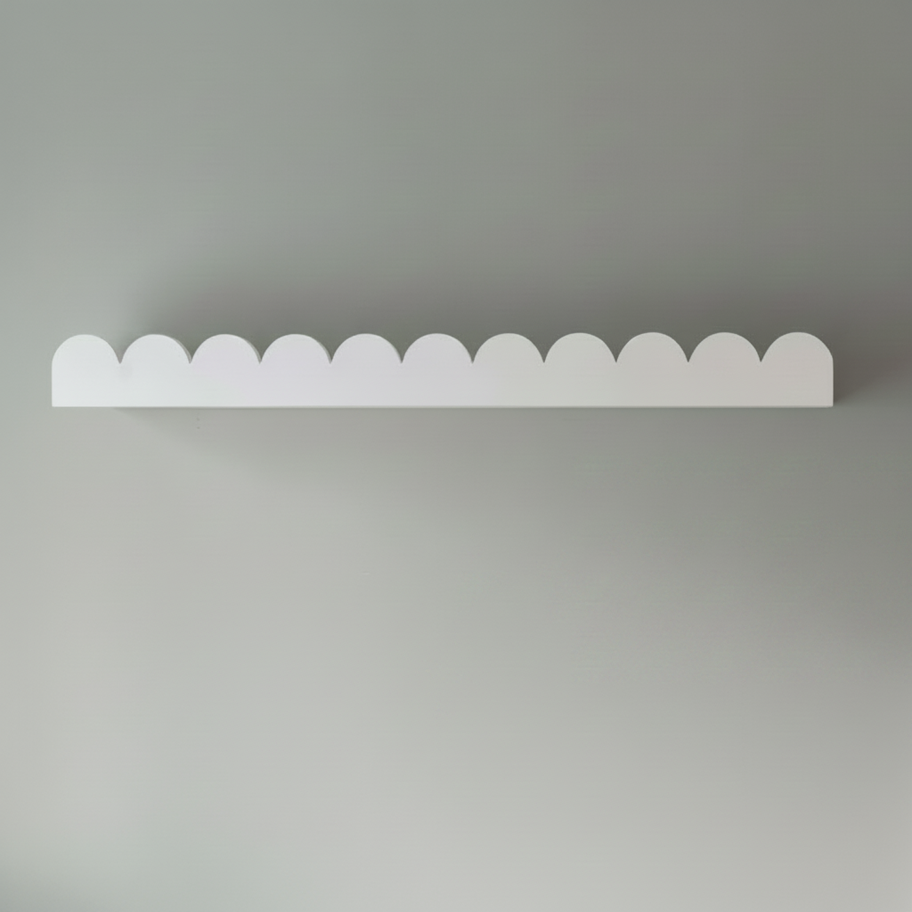 Scallop floating shelves