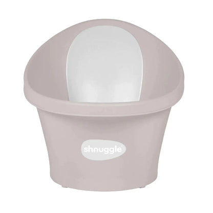 Newborn sitting upright in Shnuggle bath tub with bum bump- Blossom pink