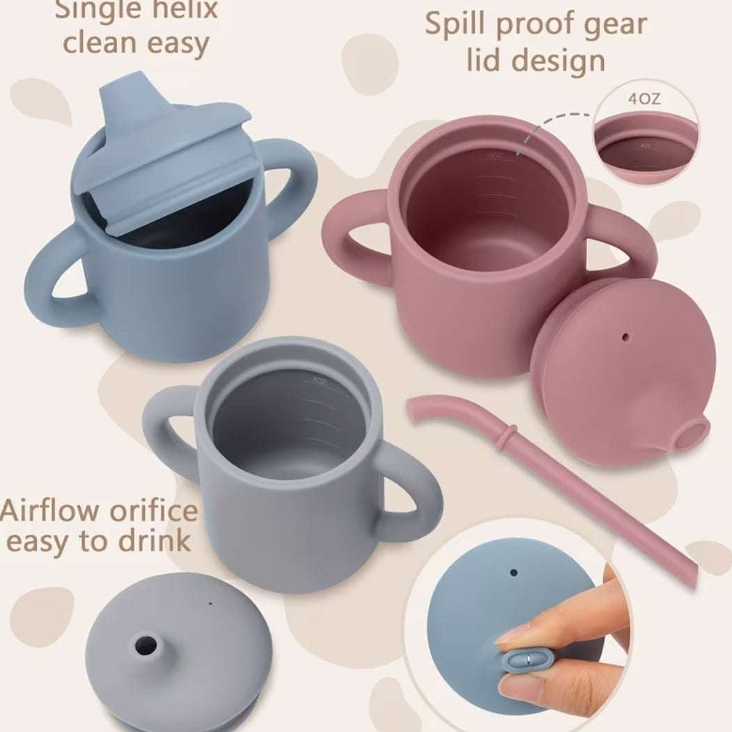 Silicone Sippy cup with Straw set MEAL