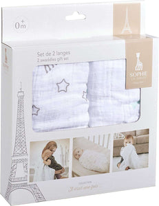 SOPHIE LA GIRAFFE SET OF 2 LARGE  SWADDLES Bedding