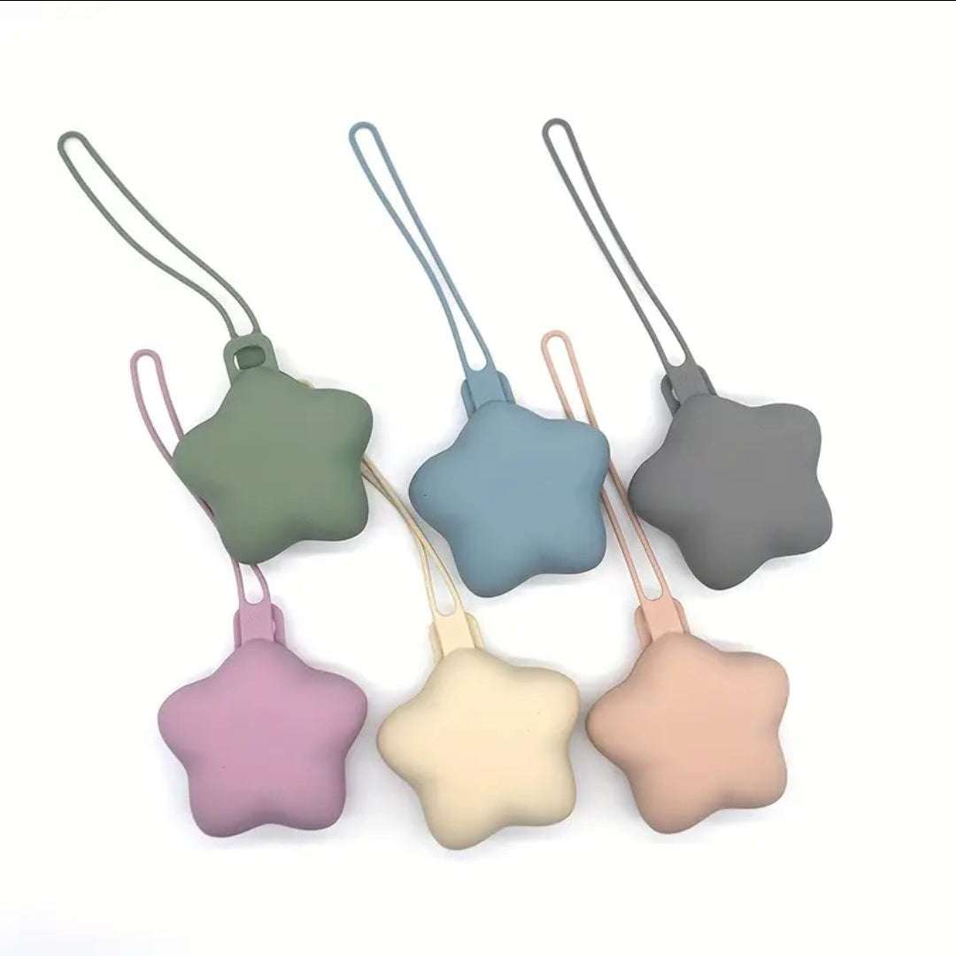 Five star-shaped dummy holders in different colours 