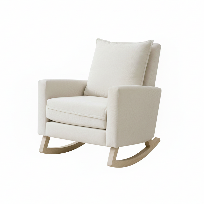 Beige rocking chair on a white background