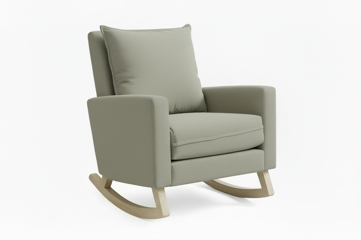 Beige rocking chair on a white background