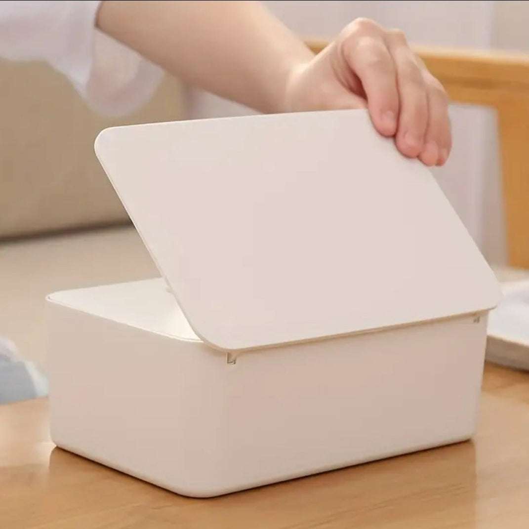 White Plastic Wet Wipe Dispenser – Keeps Wipes Fresh & Within