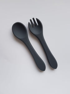 SILICONE CHARCOAL FORK + SPOON