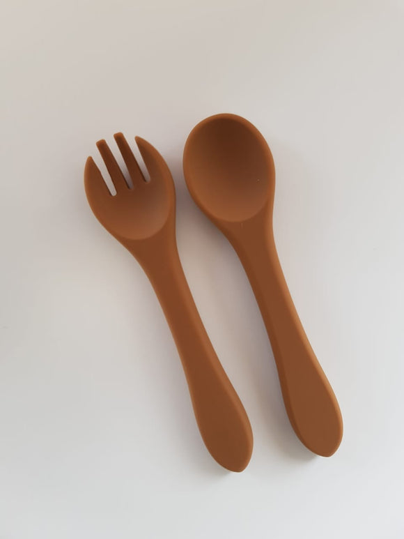 BROWN SILICONE FORK + SPOON